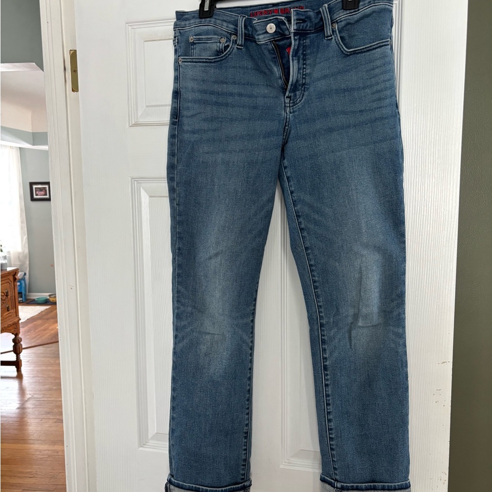 Lucky Brand Blue Jeans with Red Details